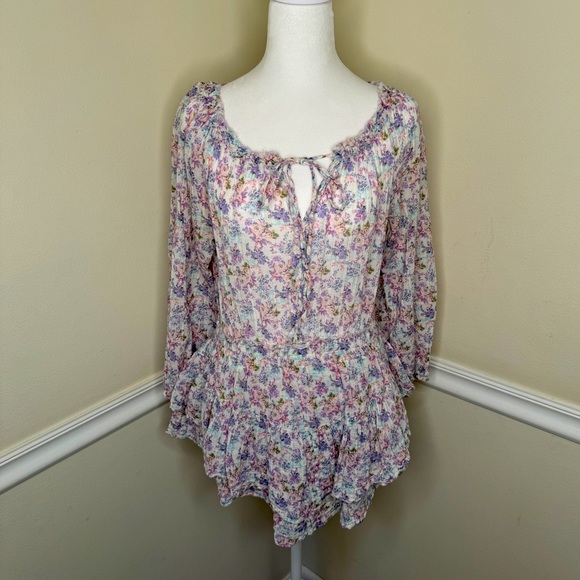 LoveShackFancy Dresses & Skirts - LoveShackFancy pink & purple flower mini dress